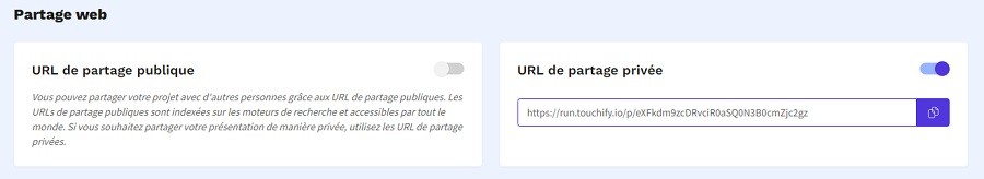 partage par URL dans Touchify Studio