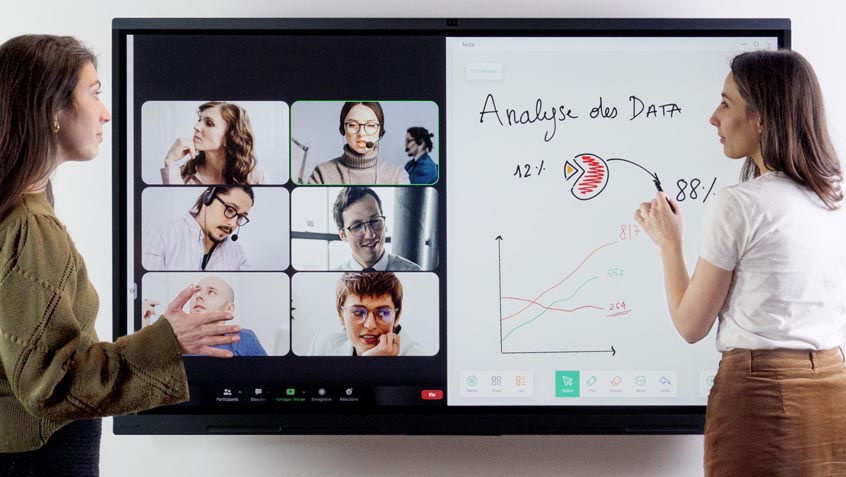 visioconférence avec Zoom et écran interactif