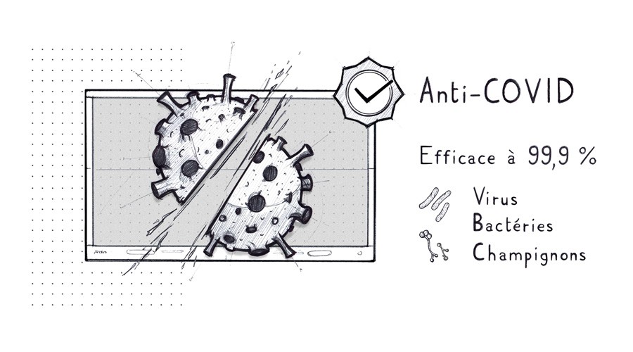 écran tactile anti-germes et anti-Covid