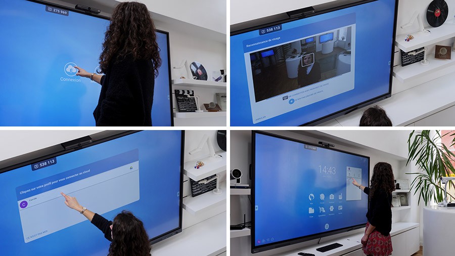 se connecter au cloud par reconnaissance faciale sur écran interactif
