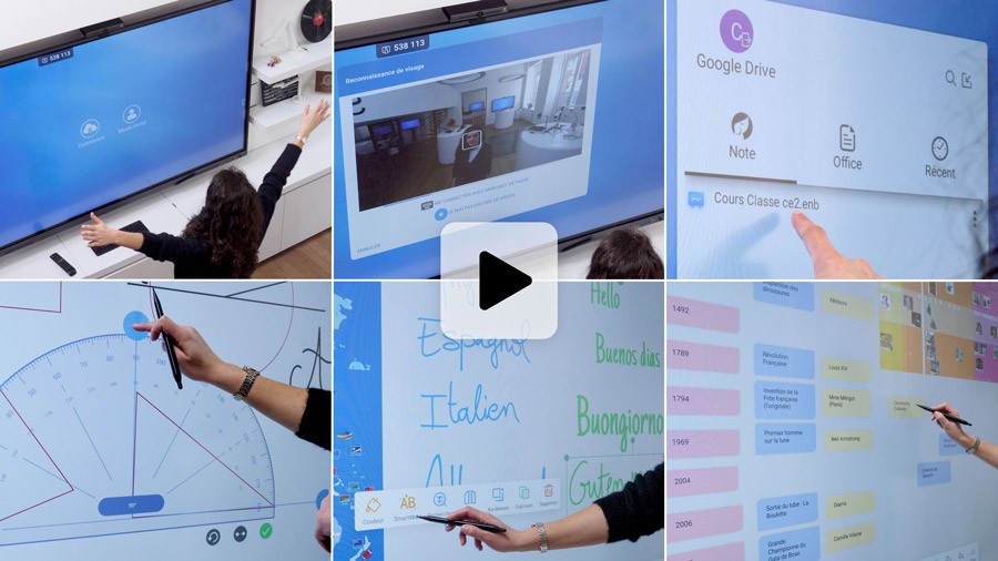 vidéo : enseigner sur écran interactif avec tableau blanc note et le cloud