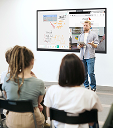 Teach in person or remotely on the interactive touchscreen. 