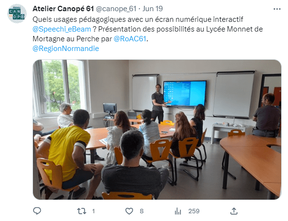 formation des professeurs à l'écran numérique interactif Speechi par l'Atelier Canopé 61