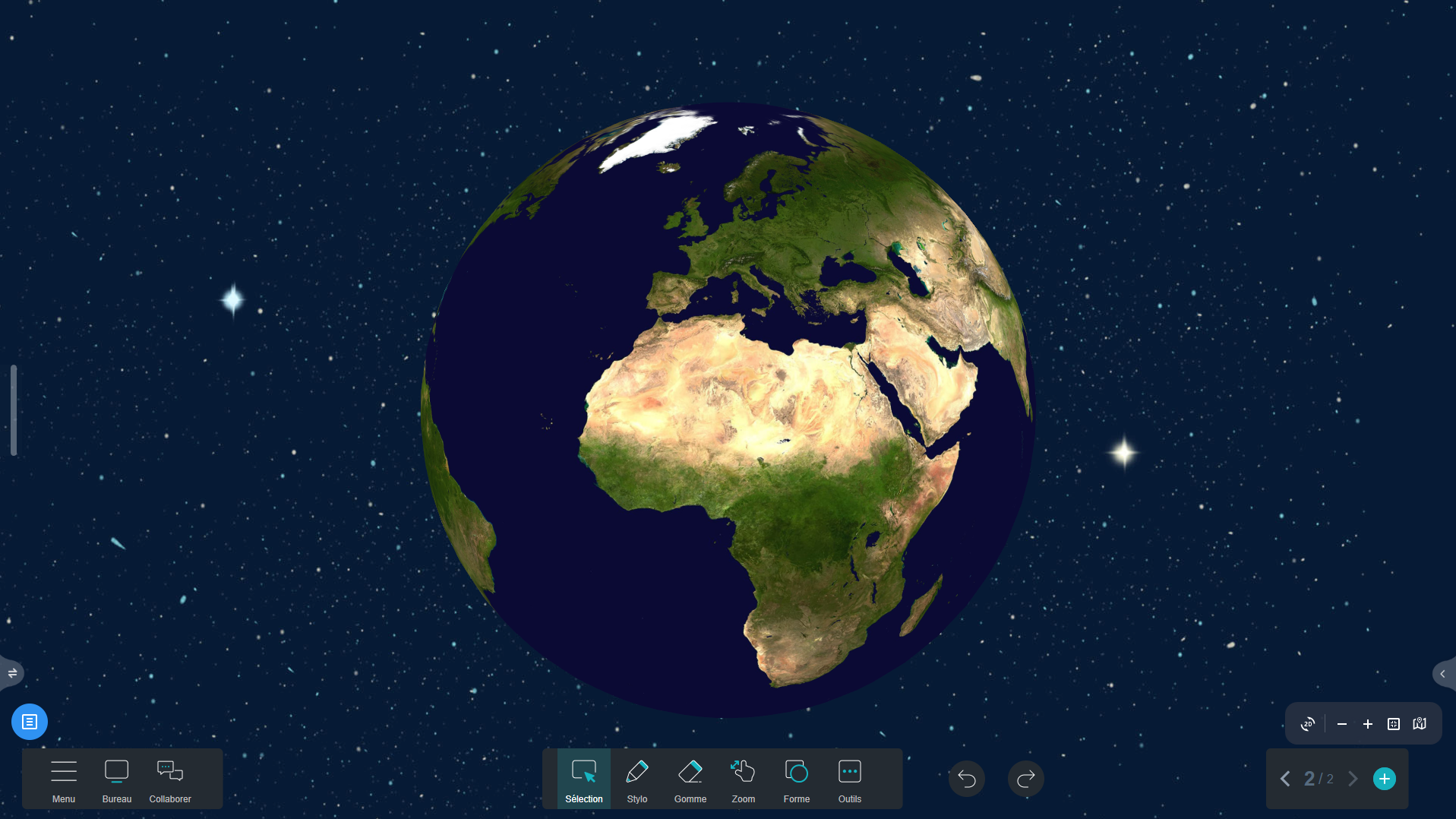 La carte du monde vue de l'espace dans Iolaos (3D)