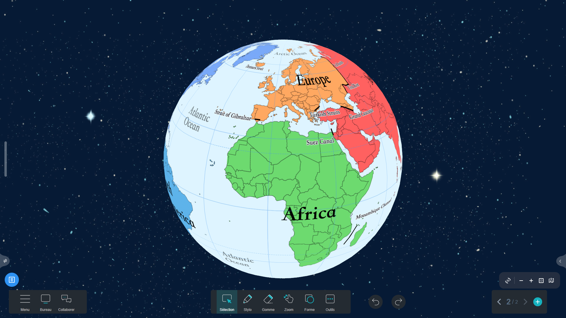 La carte des continents dans Iolaos (3D)