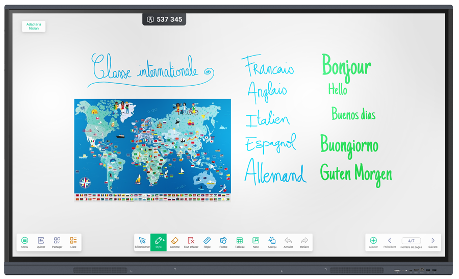 Logiciel de tableau blanc pour une présentation visuelle