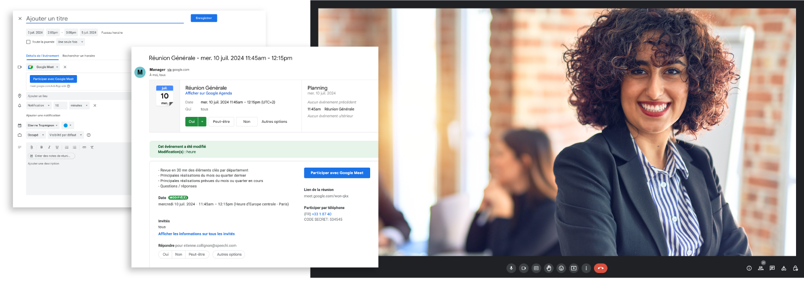 Google Meet pour le partage d'écran en réunions