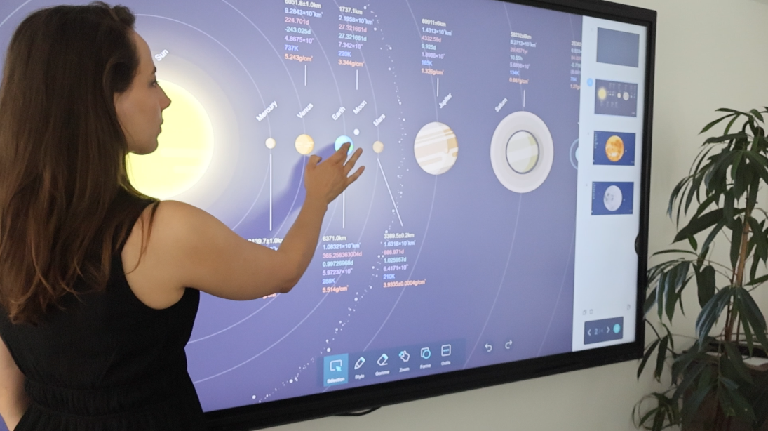 Cliquer sur les planètes de la carte du système solaire