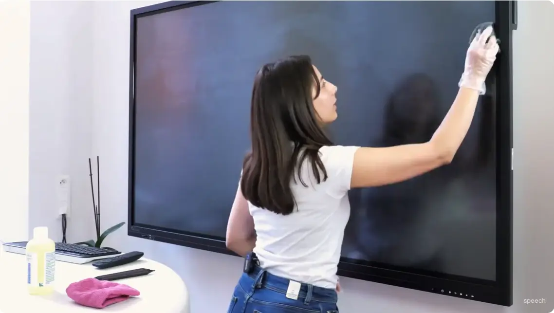 Reinigen Sie die Touchfläche mit einem zweiten Mikrofasertuch Reinigen Sie die Touchfläche mit einem zweiten Mikrofasertuch