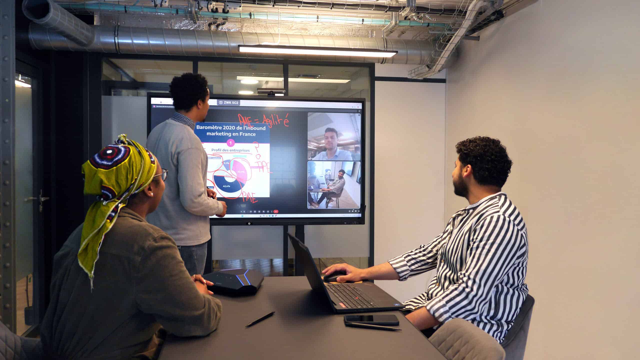 Digitales flipchart im konferenzraum