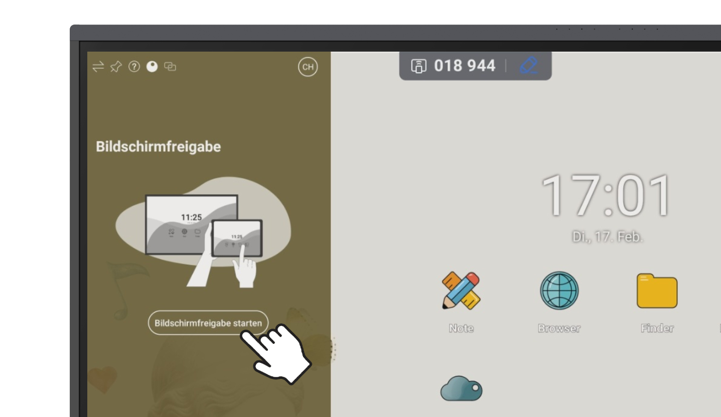 „Bildschirmfreigabe“ in der Swift Bar 