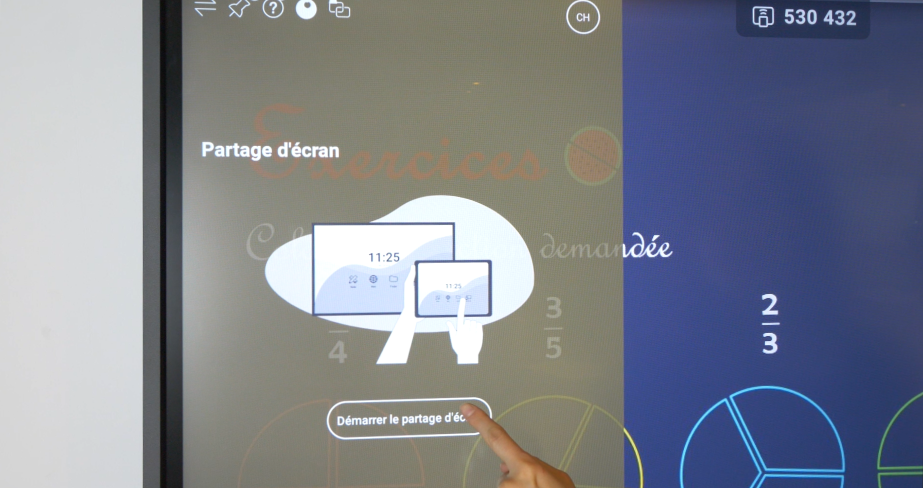 Démarrez le partage d'écran depuis la Swift Bar de votre espace de travail Connect.