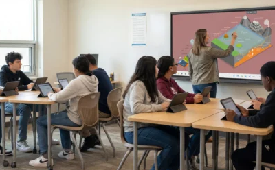 Interactive screen for business and education school