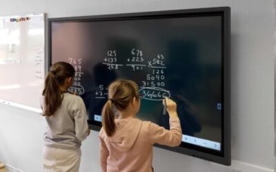 Interactive whiteboard in a classroom in primary, college and high school