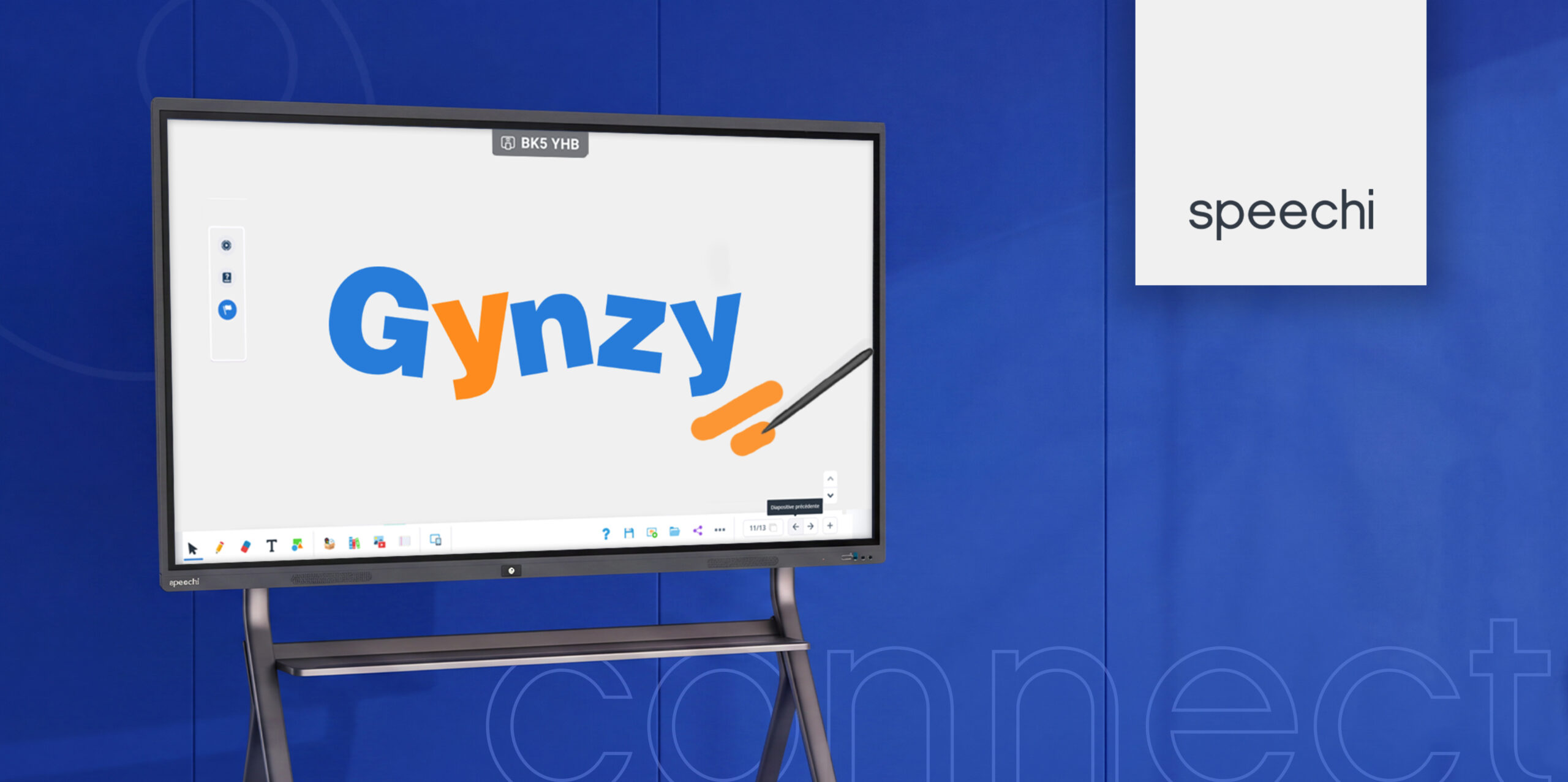 Blog – Gynzy@3x – blanc – bleu@3x Partnerschaft für Bildungssoftware: Gynzy Whiteboard und interaktive Speechi-Displays