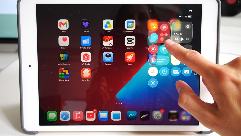 Ouvrir le menu de l'iPad