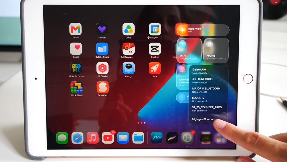 Se rendre dans les réglages Bluetooth de l'iPad