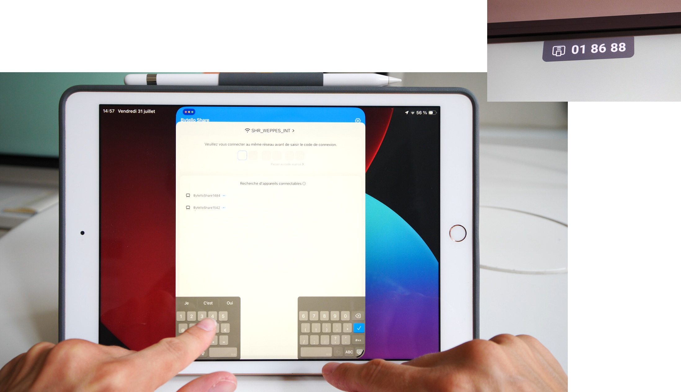 Entrer le code affiché sur l'écran interactif Speechi