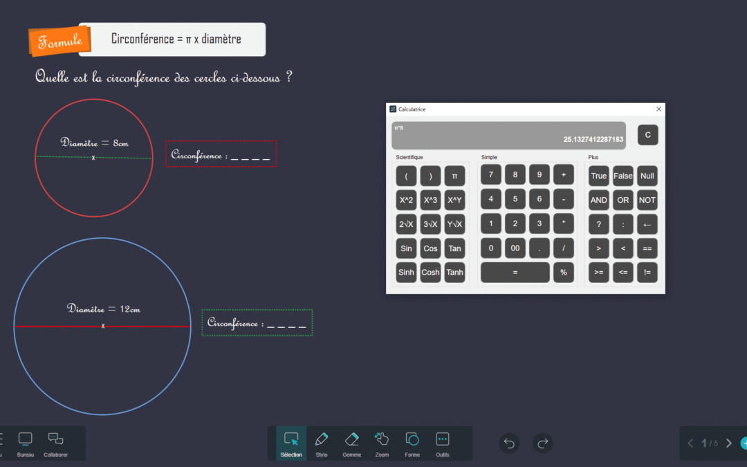 Ecran tactile interactif pour cours de mathématiques