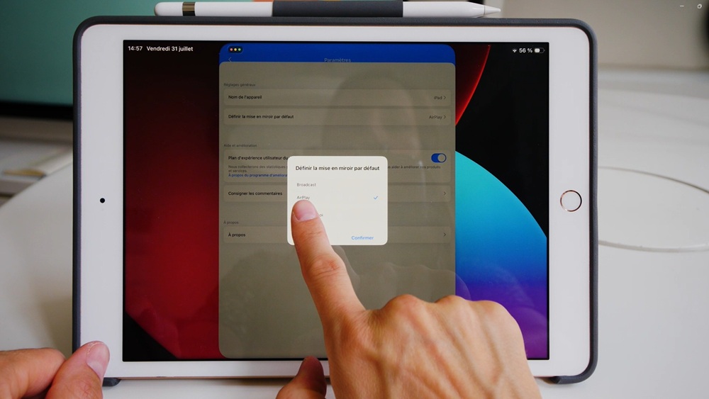 Mettre Airplay en mise à miroir par défaut