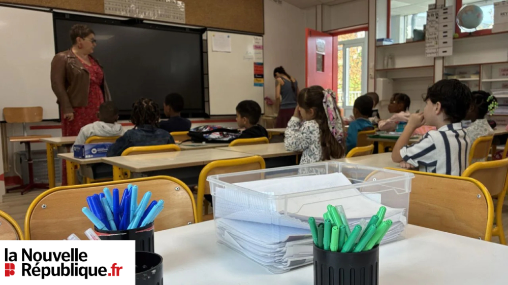 Un écran numérique interactif Speechi installé par Numéritice à l'école Anatole France à Thouars, photo de La Nouvelle République