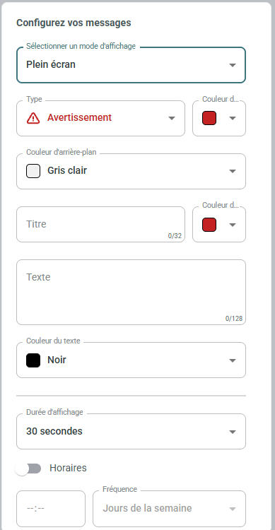 Vue du volet de configuration des Messages Speechi Connect